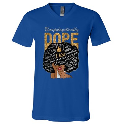 Afro Melanin Unapologetically Dope Diva Black History Gift V-Neck T-Shirt