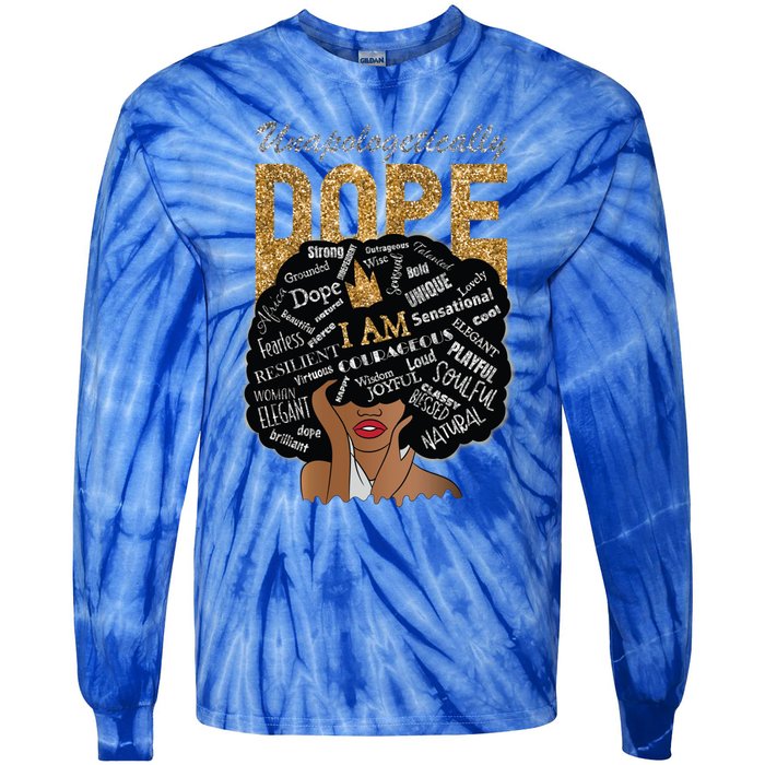 Afro Melanin Unapologetically Dope Diva Black History Gift Tie-Dye Long Sleeve Shirt