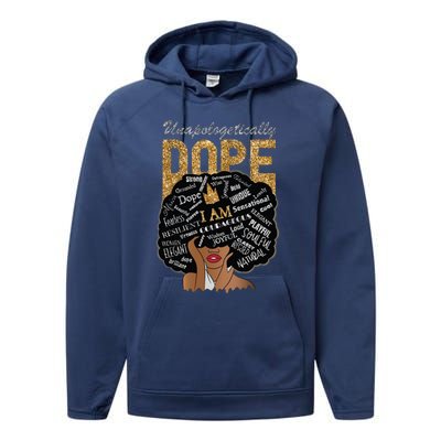 Afro Melanin Unapologetically Dope Diva Black History Gift Performance Fleece Hoodie