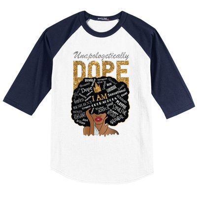 Afro Melanin Unapologetically Dope Diva Black History Gift Baseball Sleeve Shirt