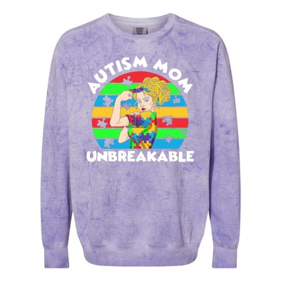 Autism Mom Unbreakable Colorblast Crewneck Sweatshirt