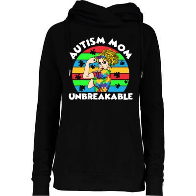 Autism Mom Unbreakable Womens Funnel Neck Pullover Hood