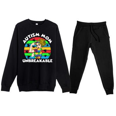 Autism Mom Unbreakable Premium Crewneck Sweatsuit Set