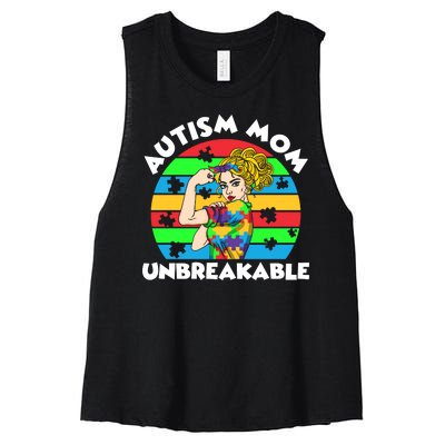 Autism Mom Unbreakable Women's Racerback Cropped Tank