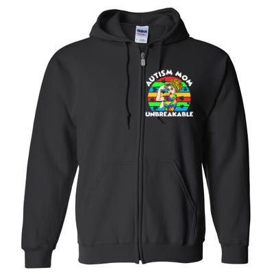 Autism Mom Unbreakable Full Zip Hoodie