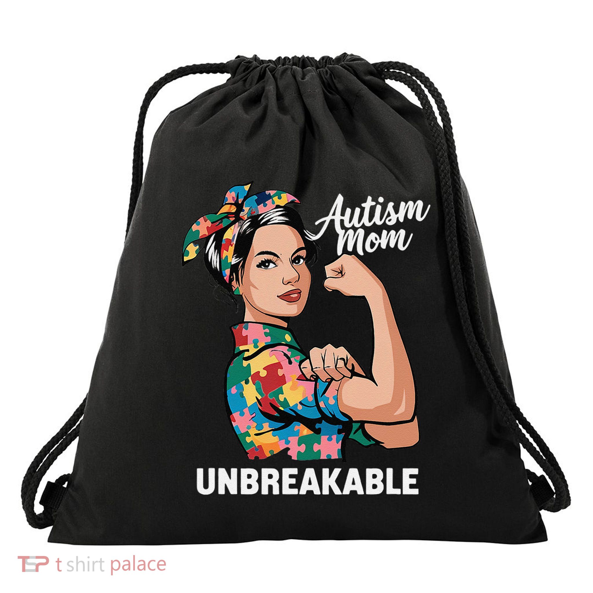 Autism Mom Unbreakable Autism Awareness Gift Drawstring Bag