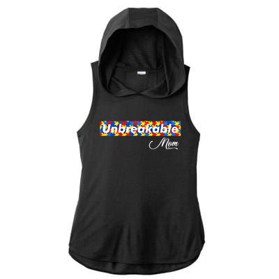 Autism Mom Unbreakable Autism Mama Bear Autism Awareness Great Gift Ladies PosiCharge Tri-Blend Wicking Draft Hoodie Tank