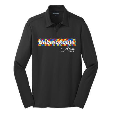 Autism Mom Unbreakable Autism Mama Bear Autism Awareness Great Gift Silk Touch Performance Long Sleeve Polo