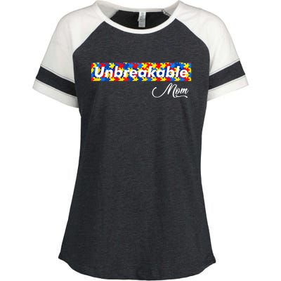 Autism Mom Unbreakable Autism Mama Bear Autism Awareness Great Gift Enza Ladies Jersey Colorblock Tee