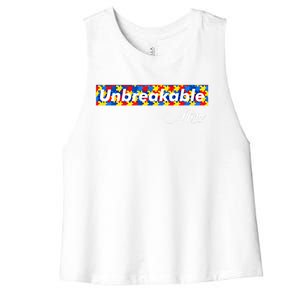 Autism Mom Unbreakable Autism Mama Bear Autism Awareness Great Gift Women's Racerback Cropped Tank