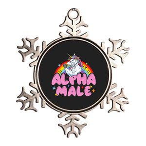 Alpha Male Unicorn Funny Sarcastic Woman Metallic Star Ornament