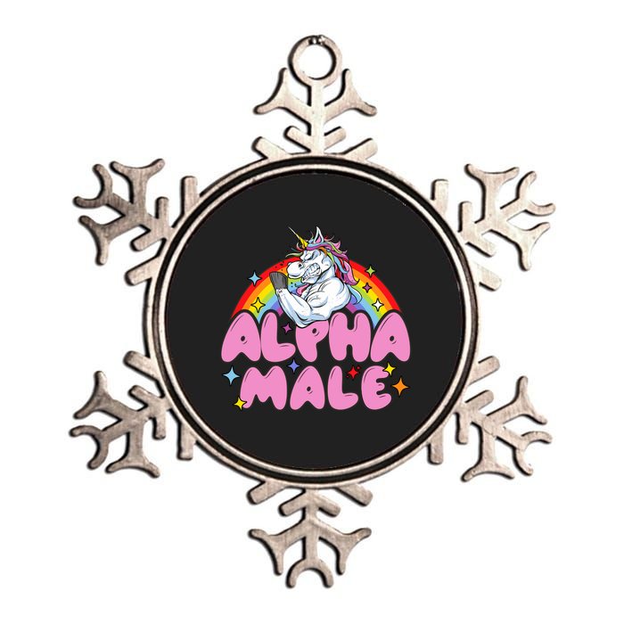 Alpha Male Unicorn Funny Sarcastic Woman Metallic Star Ornament