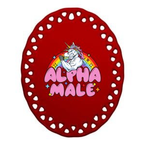 Alpha Male Unicorn Funny Sarcastic Woman Ceramic Oval Ornament