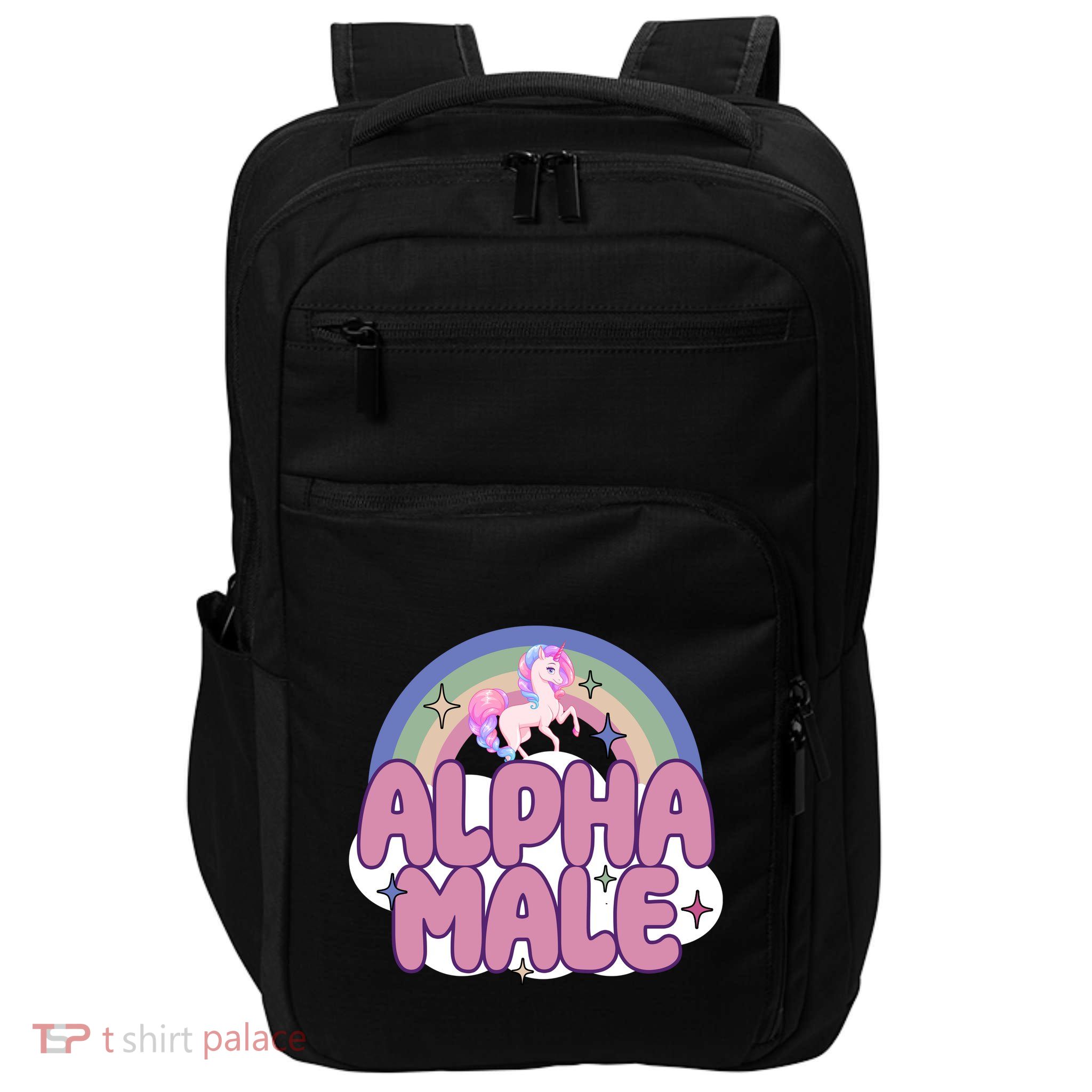 Alpha Male Unicorn Rainbow Funny Impact Tech Backpack