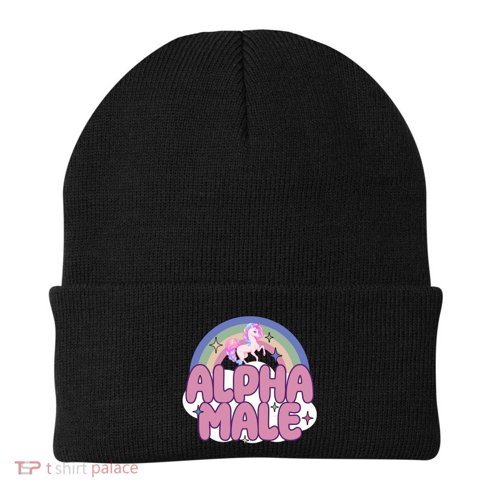 Alpha Male Unicorn Rainbow Funny Beanie