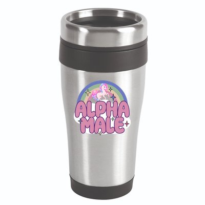 Alpha Male Unicorn Rainbow Funny 16oz Travel Tumbler
