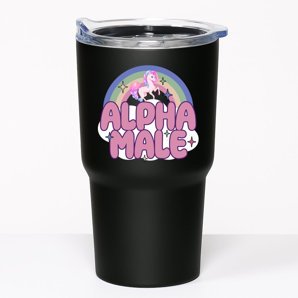 Alpha Male Unicorn Rainbow Funny Tumbler