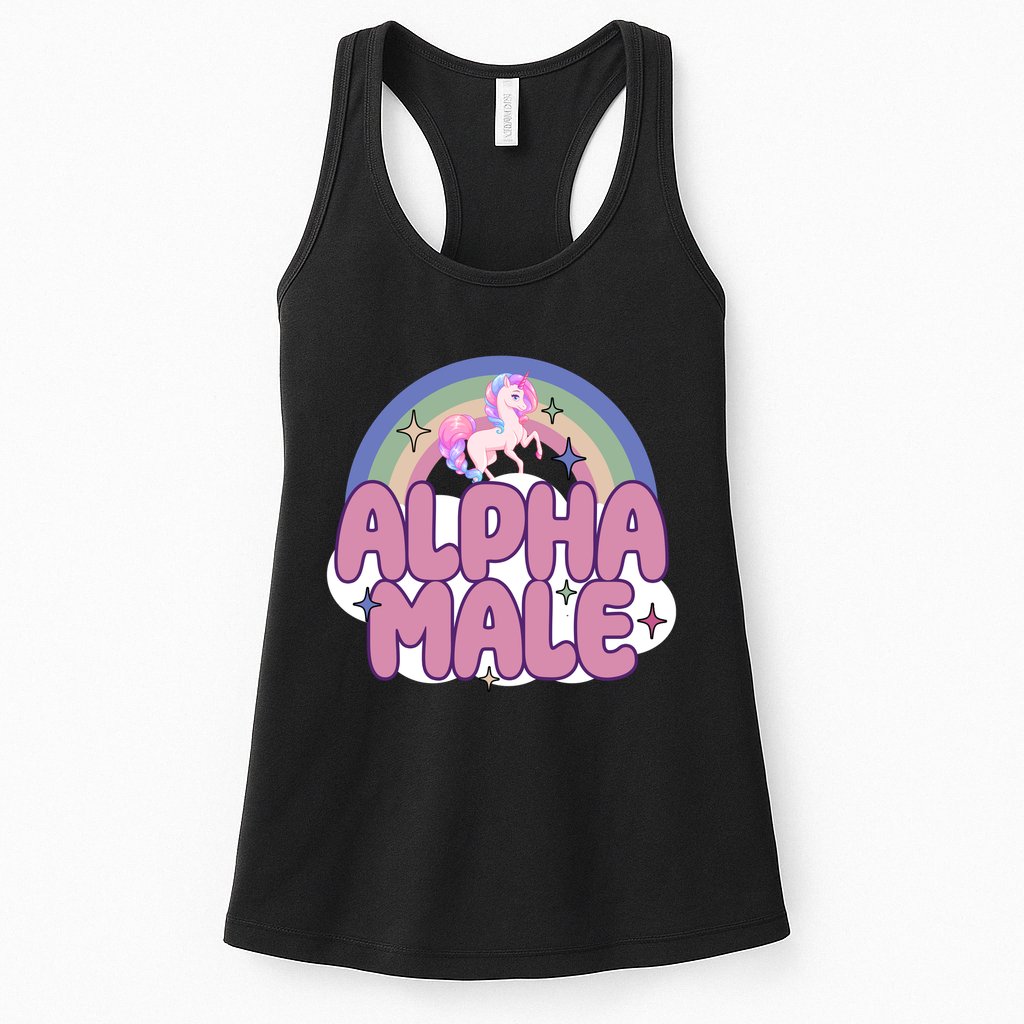 Alpha Male Unicorn Rainbow Funny Womens Tank Top