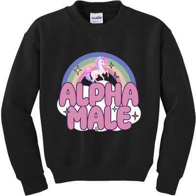 Alpha Male Unicorn Rainbow Funny Kids Sweatshirt