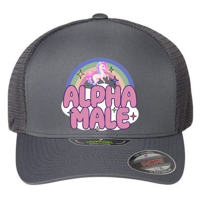 Alpha Male Unicorn Rainbow Funny Flexfit Unipanel Trucker Cap