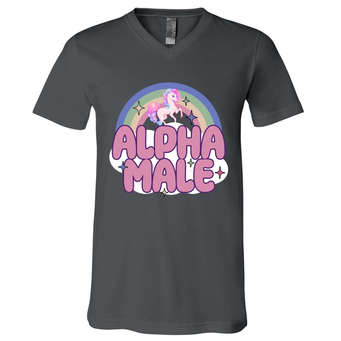 Alpha Male Unicorn Rainbow Funny V-Neck T-Shirt