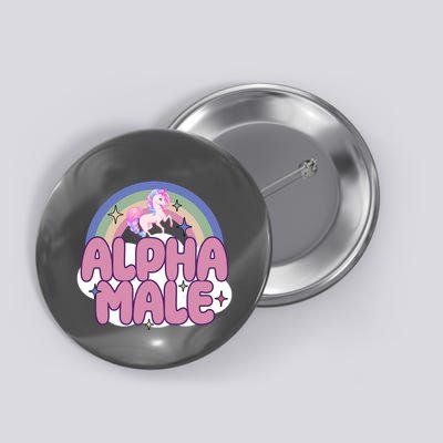 Alpha Male Unicorn Rainbow Funny Button