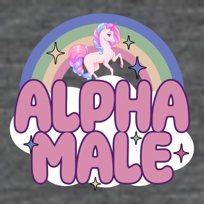 Alpha Male Unicorn Rainbow Funny Button