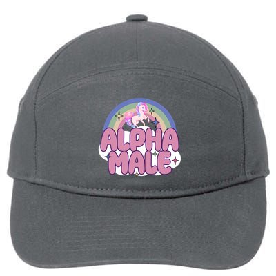 Alpha Male Unicorn Rainbow Funny 7-Panel Snapback Hat
