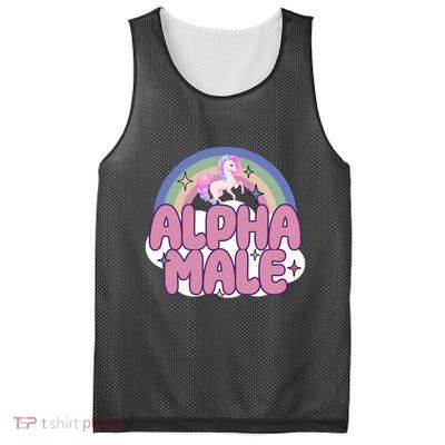 Alpha Male Unicorn Rainbow Funny Mesh Reversible Basketball Jersey Tank