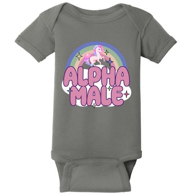 Alpha Male Unicorn Rainbow Funny Baby Bodysuit