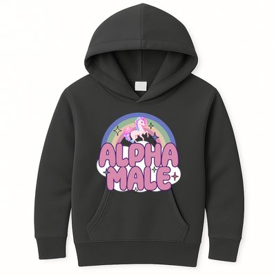 Alpha Male Unicorn Rainbow Funny Kids Hoodie