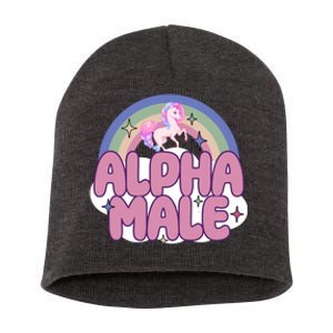 Alpha Male Unicorn Rainbow Funny Short Acrylic Beanie