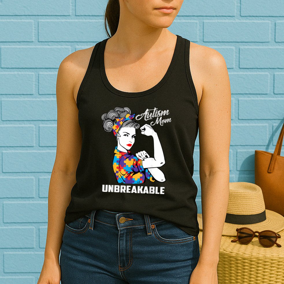 Autism Mom Unbreakable  Autism Awareness Gift  Womens Tank Top
