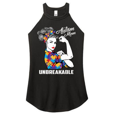 Autism Mom Unbreakable  Autism Awareness Gift  Women's Perfect Tri Rocker Tank