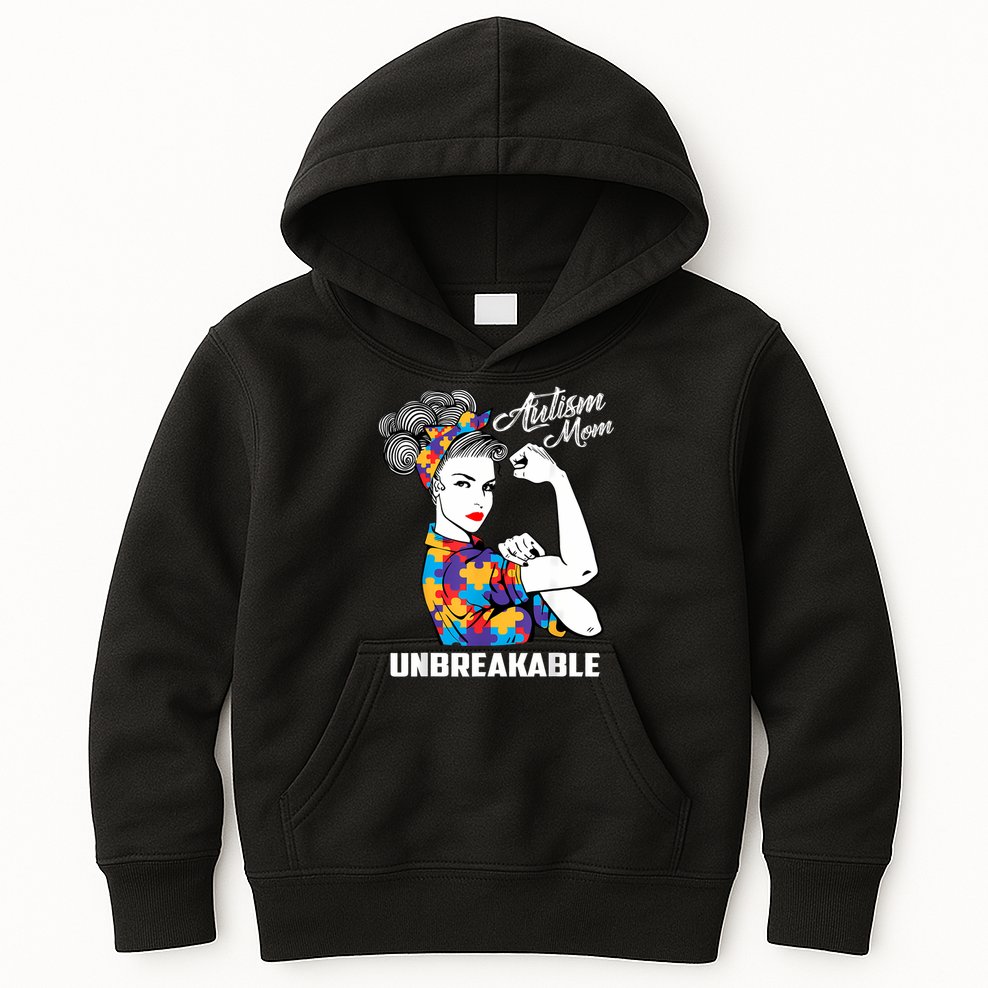 Autism Mom Unbreakable  Autism Awareness Gift  Kids Hoodie