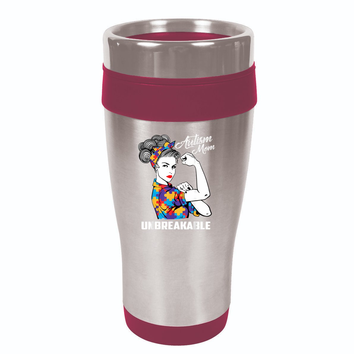 Autism Mom Unbreakable  Autism Awareness Gift  16oz Travel Tumbler