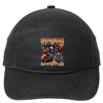 Autism Meme Undiagnosed But Im Pretty Sure Autistic Skeleton Gift 7-Panel Snapback Hat