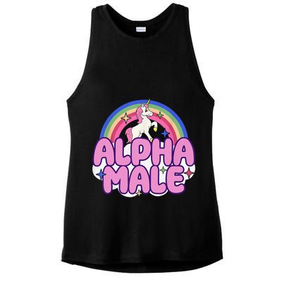 Alpha Male Unicorn Funny Sarcastic Ironic Weird Humor Ladies PosiCharge Tri-Blend Wicking Tank