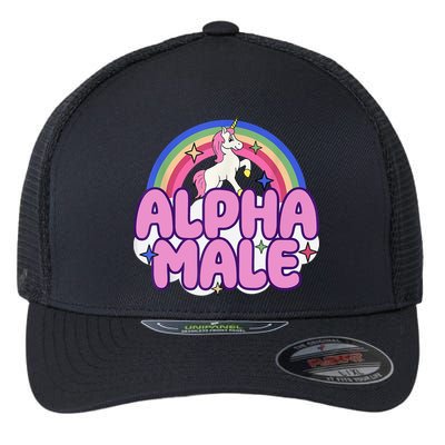 Alpha Male Unicorn Funny Sarcastic Ironic Weird Humor Flexfit Unipanel Trucker Cap