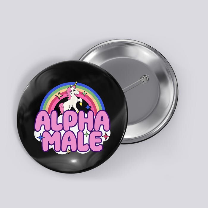 Alpha Male Unicorn Funny Sarcastic Ironic Weird Humor Button