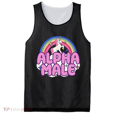Alpha Male Unicorn Funny Sarcastic Ironic Weird Humor Mesh Reversible Basketball Jersey Tank