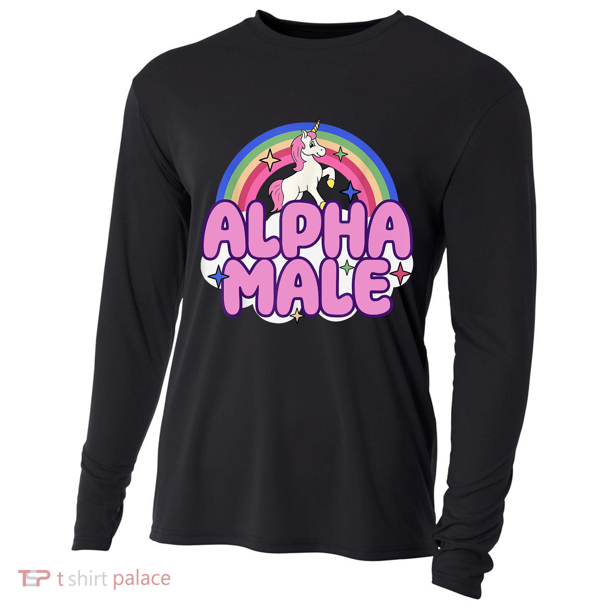 Alpha Male Unicorn Funny Sarcastic Ironic Weird Humor Cooling Performance Long Sleeve Crew
