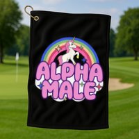 Alpha Male Unicorn Funny Sarcastic Ironic Weird Humor Golf Towel