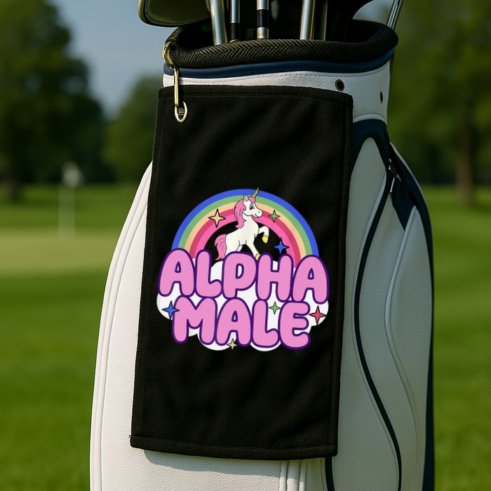 Alpha Male Unicorn Funny Sarcastic Ironic Weird Humor Golf Towel