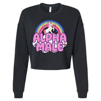 Alpha Male Unicorn Funny Sarcastic Ironic Weird Humor Cropped Pullover Crew
