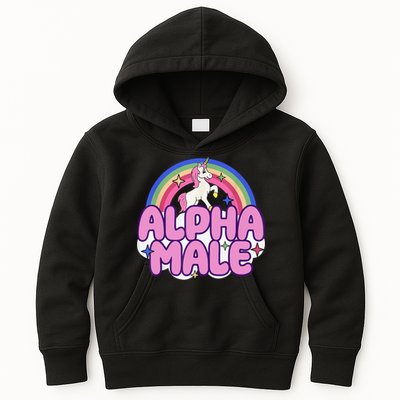 Alpha Male Unicorn Funny Sarcastic Ironic Weird Humor Kids Hoodie