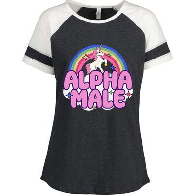 Alpha Male Unicorn Funny Sarcastic Ironic Weird Humor Enza Ladies Jersey Colorblock Tee