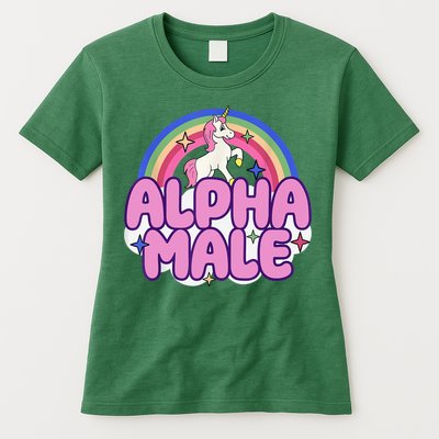 Alpha Male Unicorn Funny Sarcastic Ironic Weird Humor Womens T-Shirt