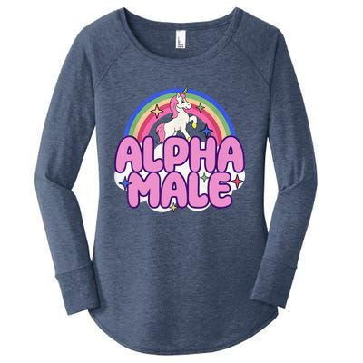 Alpha Male Unicorn Funny Sarcastic Ironic Weird Humor Women's Perfect Tri Tunic Long Sleeve Shirt