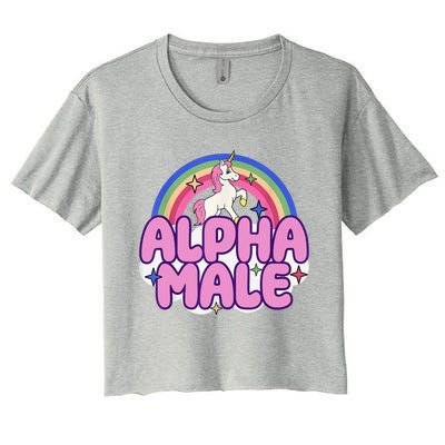 Alpha Male Unicorn Funny Sarcastic Ironic Weird Humor Women's Crop Top Tee